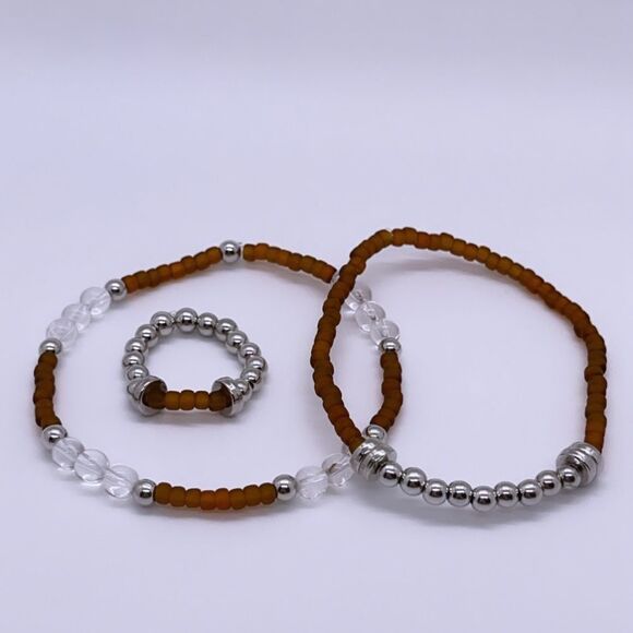 NWT Wool + Pepper Co. Brown & Silver Matching Set - Picture 2 of 6